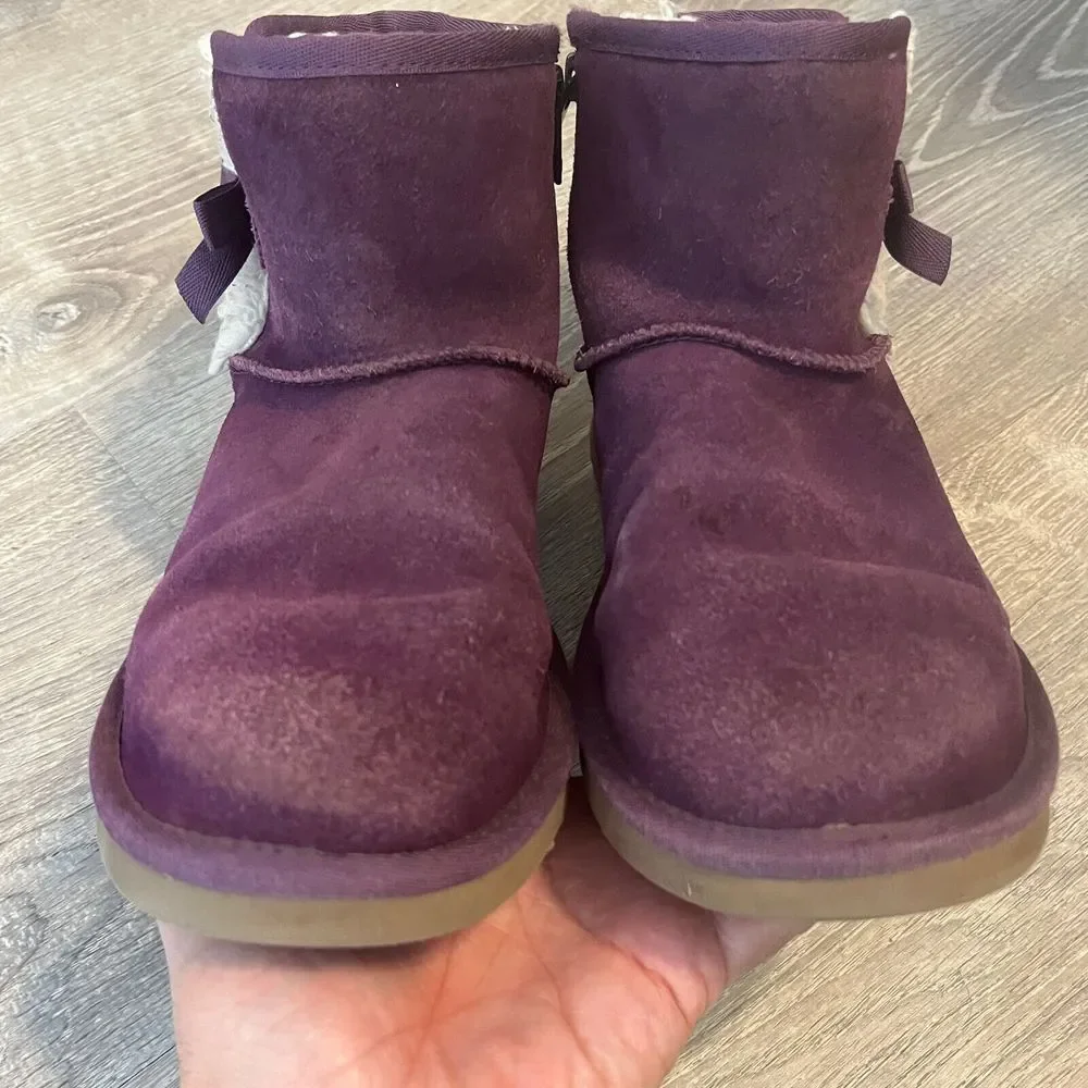 Koolaburra by Ugg Victoria Short Suede Boot Purple Womens 6.5 UK 4 EU 37 Youth 5